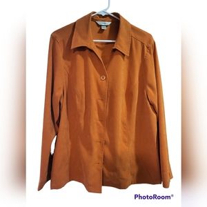 CJ Banks Sueded Orange / Rust Overshirt in US 1X